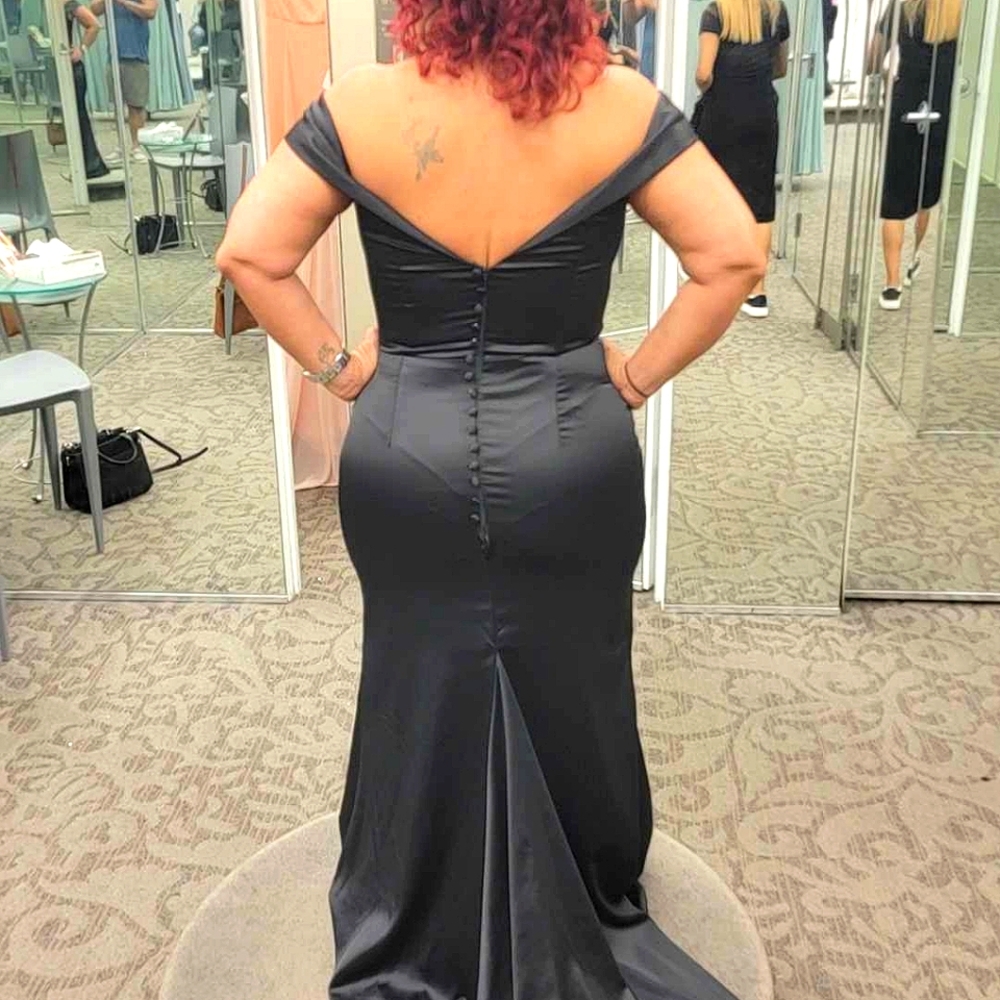 Davids bridal Satin off-the-shoulder mermaid bridesmaid dress